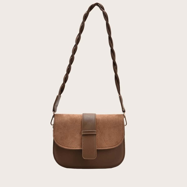 

Braided Strap Shoulder Bag, Brown