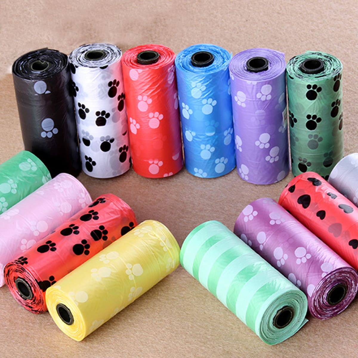 

1roll Random Color Paw Print Dog Garbage Bag, Multicolor