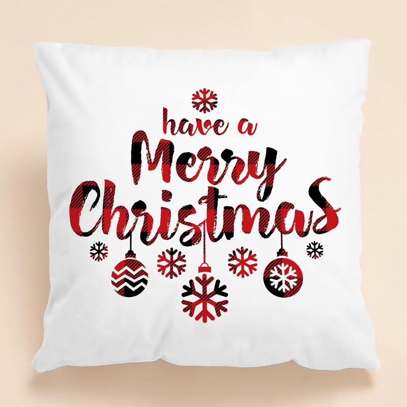 

Christmas Slogan Graphic Cushion Cover Without Filler, White