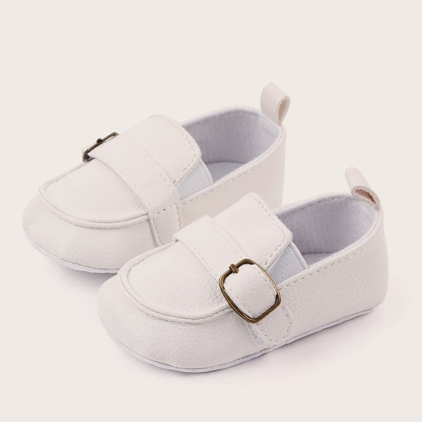 

Baby Boy Pin Buckle Decor Flats, White
