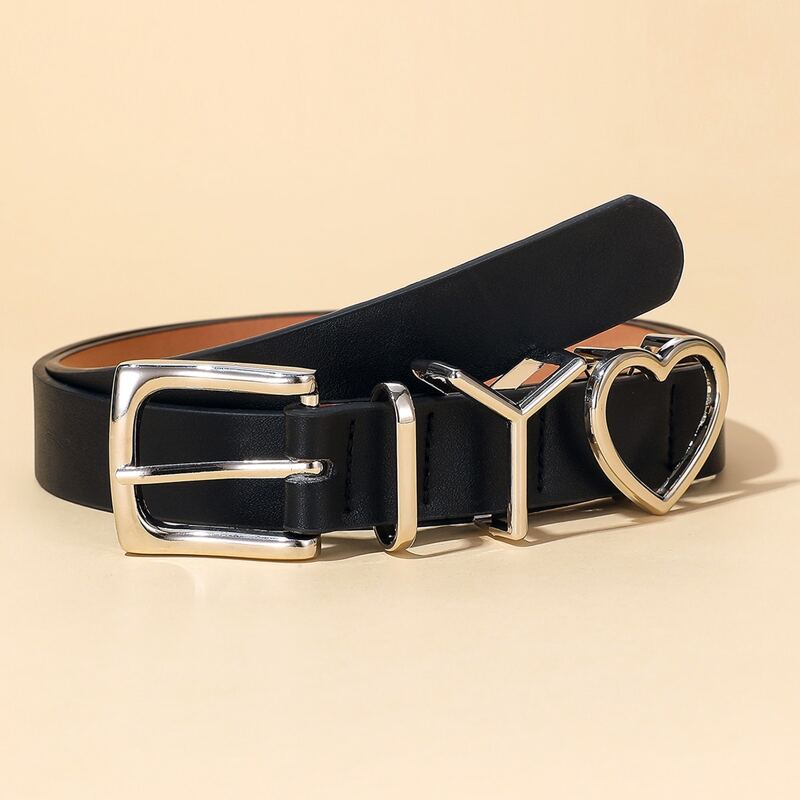 

Grommet Heart Buckle Belt, Black