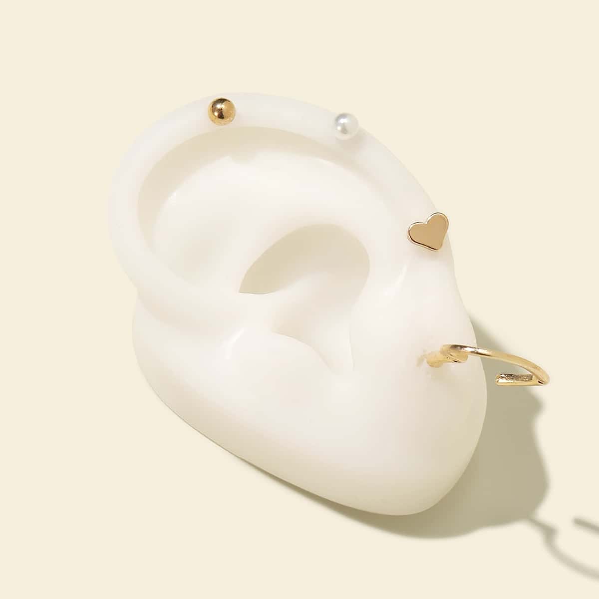 

2pairs Heart Design Earrings, Gold