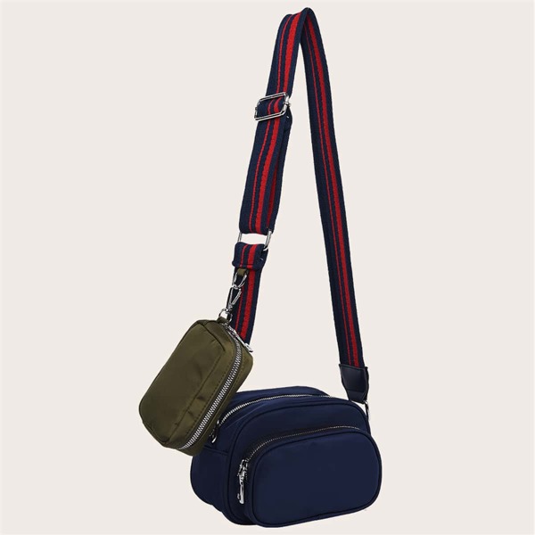 

Pocket Front Crossbody Bag With Purse, Blue