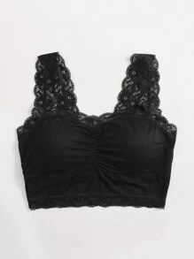 ROMWE Lace Trim Bralet - Black - View 3