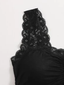 ROMWE Lace Trim Bralet - Black - View 5