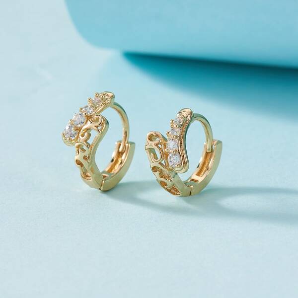 

Rhinestone Decor Hoop Earrings, Gold