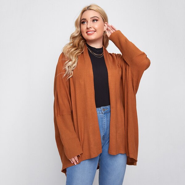 

Plus Open Front Cardigan, Burnt orange