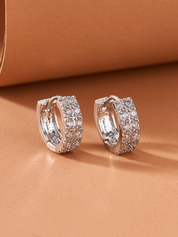 Rhinestone Decor Hoop Earrings
