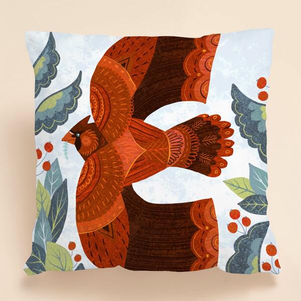 

Bird Print Cushion Cover Without Filler, Multicolor