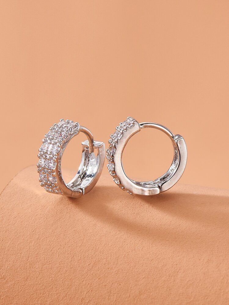 Rhinestone Decor Hoop Earrings