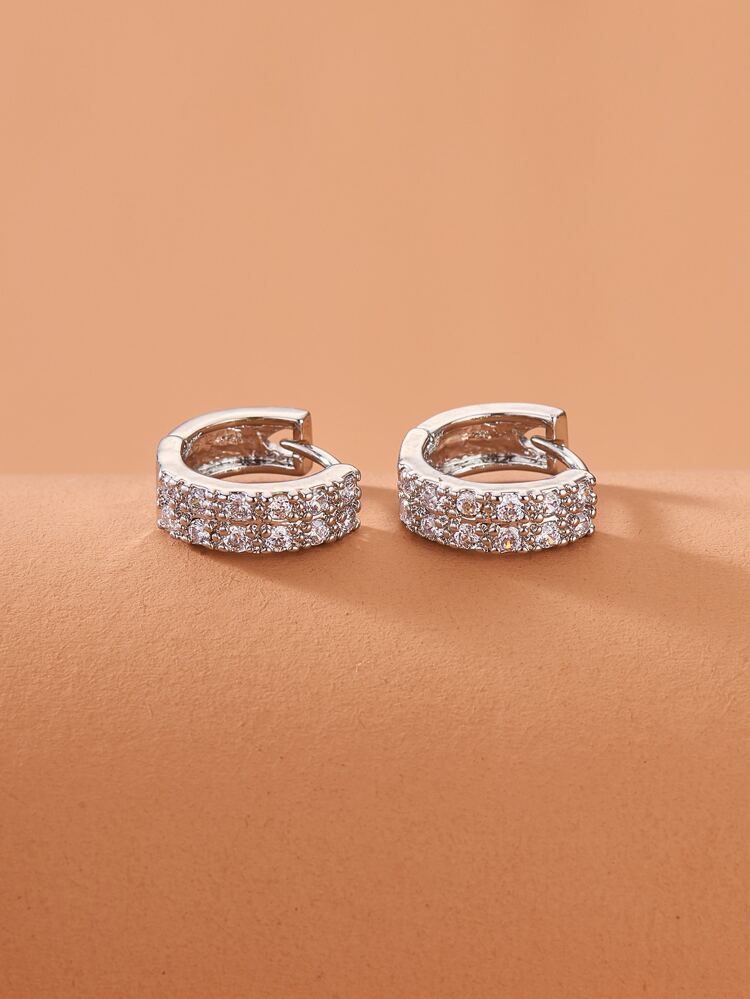 Rhinestone Decor Hoop Earrings
