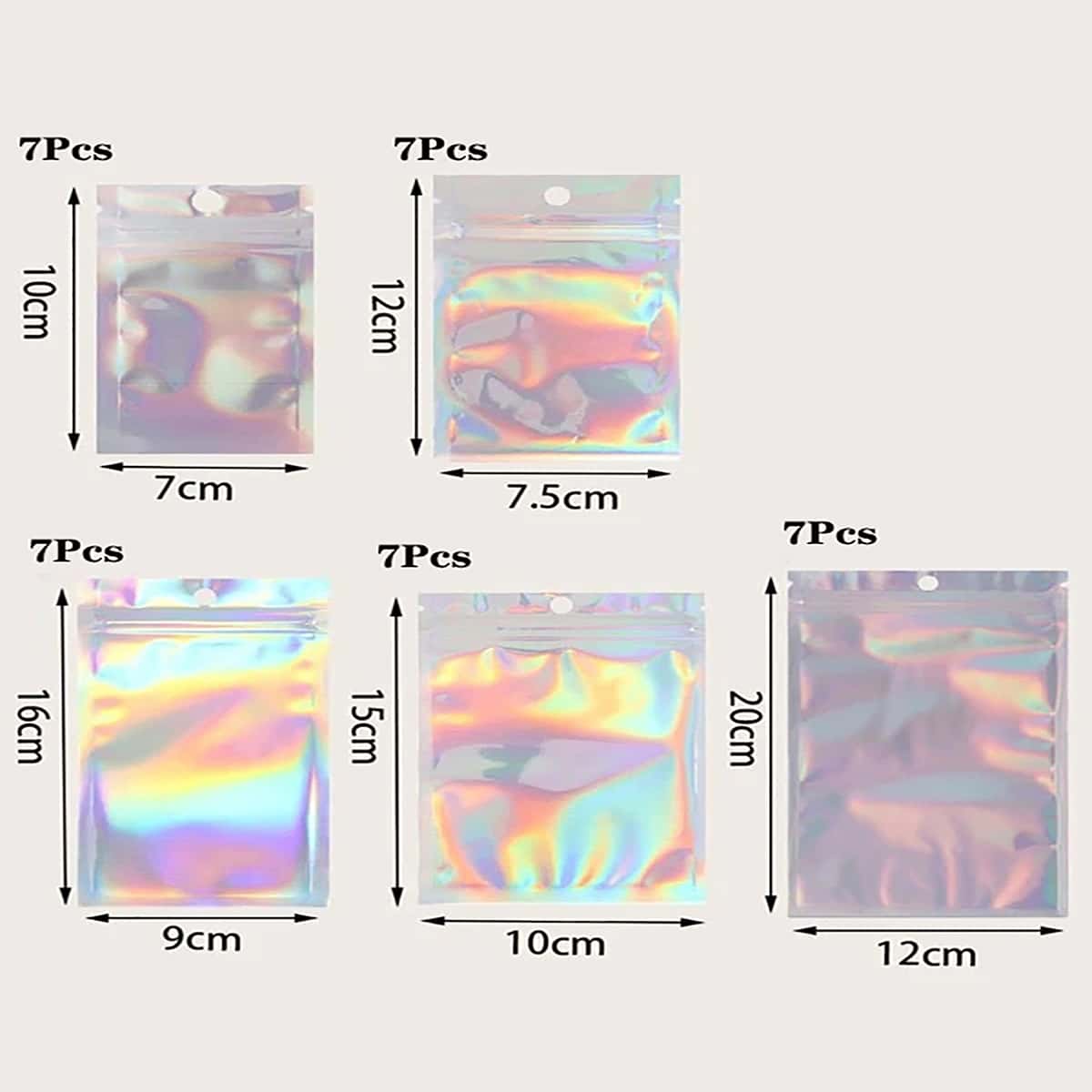 

35pcs Holographic Food Storage Bag, Silver