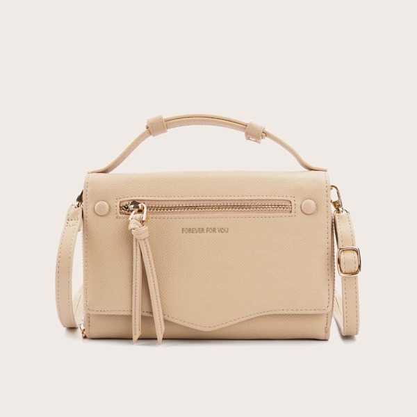 

Zip Front Satchel Bag, Apricot