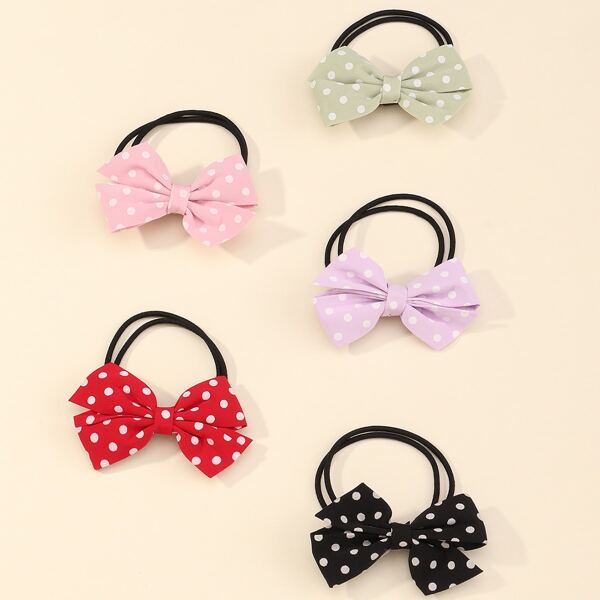 

5pcs Toddler Girls Bow Decor Hair Tie, Multicolor
