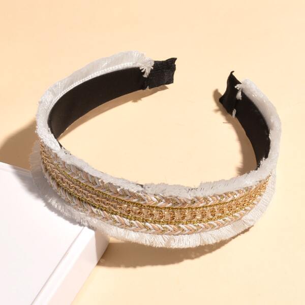 

Metal Chain Decor Hair Hoop, White
