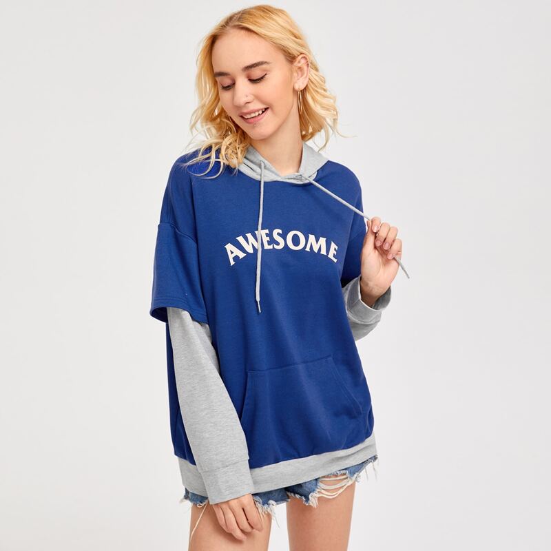 

Letter Graphic 2 In 1 Hoodie, Multicolor