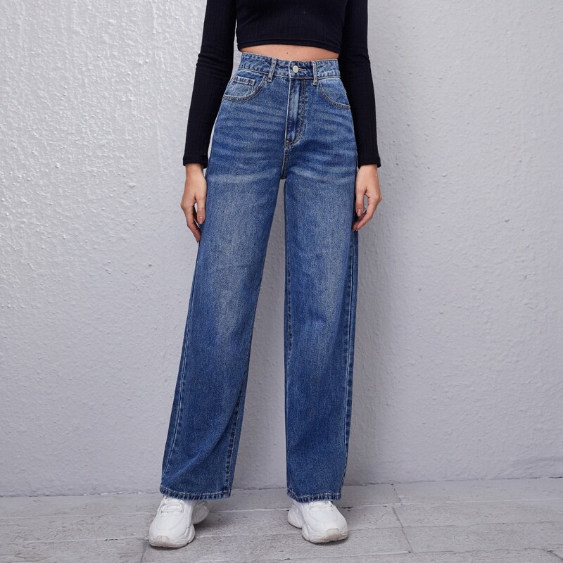 

Bleach Wash Boyfriend Jeans, Medium wash