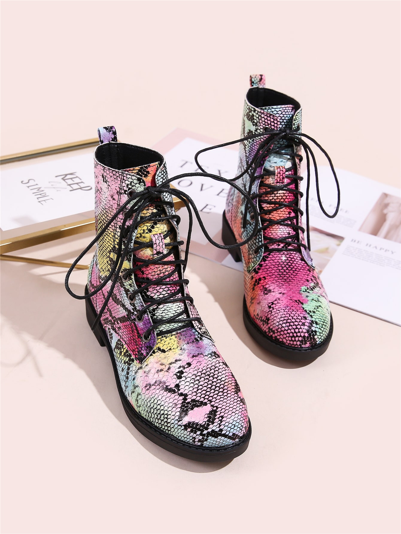 colorful combat boots