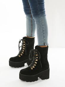 Studded Decor Ankle Boots - Black - View 1