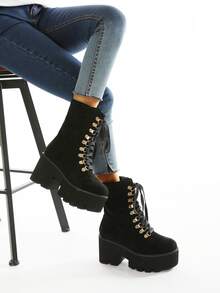 Studded Decor Ankle Boots - Black - View 2
