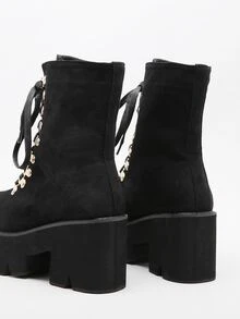 Studded Decor Ankle Boots - Black - View 3