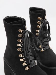 Studded Decor Ankle Boots - Black - View 4