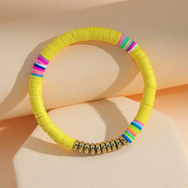 

Girls Clay Beaded Bracelet, Yellow