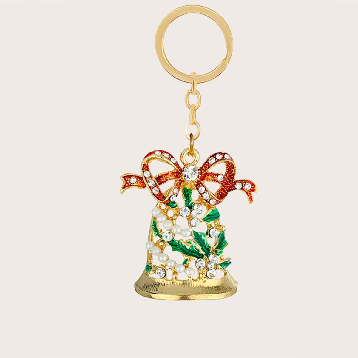 

Christmas Bell Charm Keychain, Red