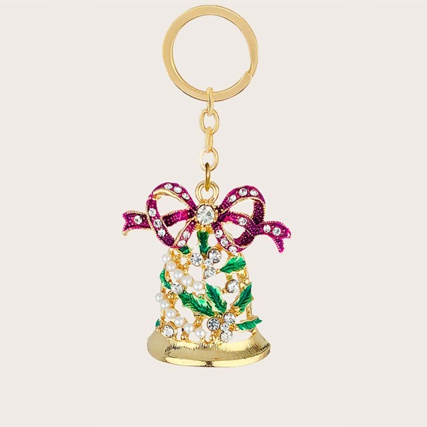 

Christmas Bell Charm Keychain, Purple
