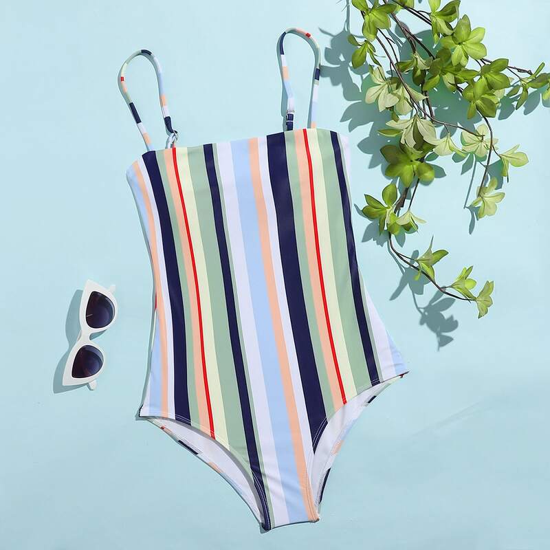 

Stripe Cami One Piece Swimsuit, Multicolor