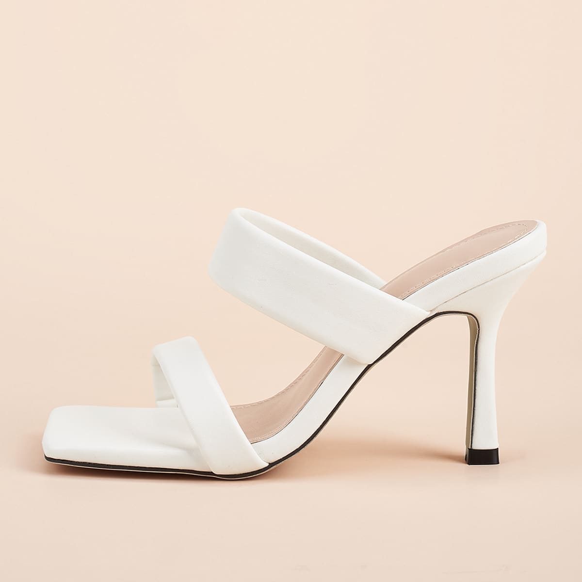 

Two Band Heeled Mules, White