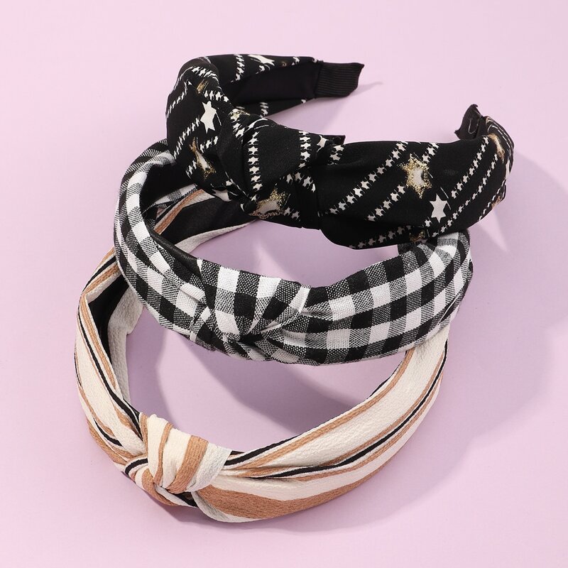 

3pcs Gingham Pattern Hair Hoop, Multicolor