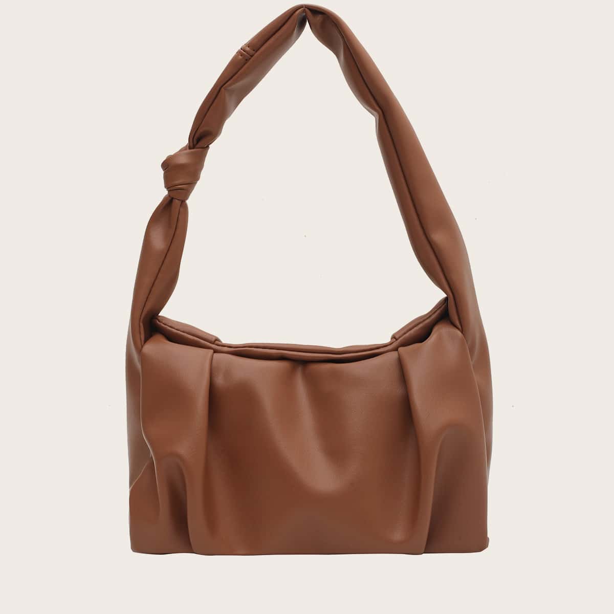 

Knot Decor Ruched Shoulder Bag, Brown
