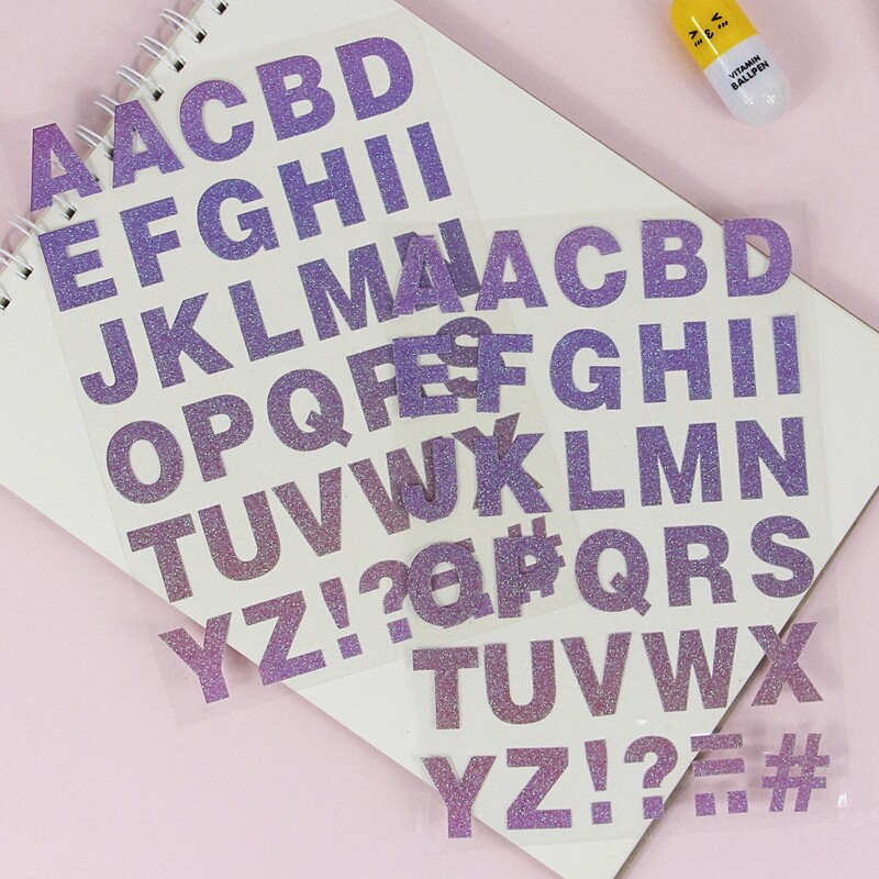 

2sheets Alphabet Print Sticker, Purple