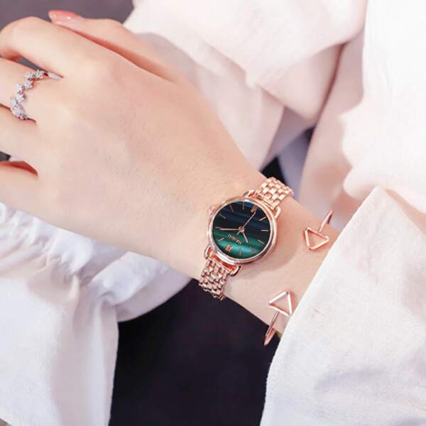 

1pc Round Pointer Quartz Watch & 1pc Bracelet