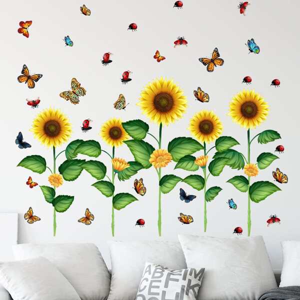

Sunflower Print Wall Sticker, Multicolor