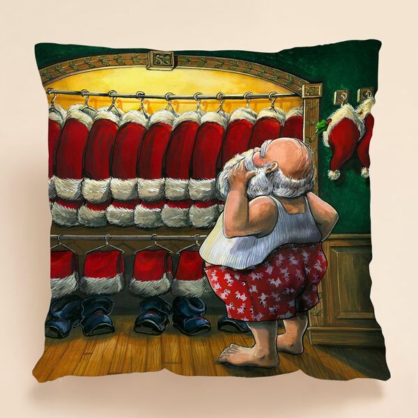 

Christmas Santa Print Cushion Cover Without Filler, Multicolor