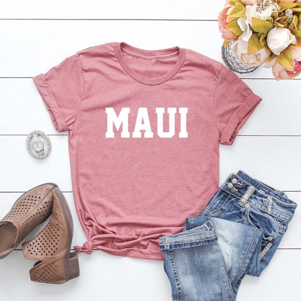 

Plus Letter Graphic Crew Neck Tee, Dusty pink
