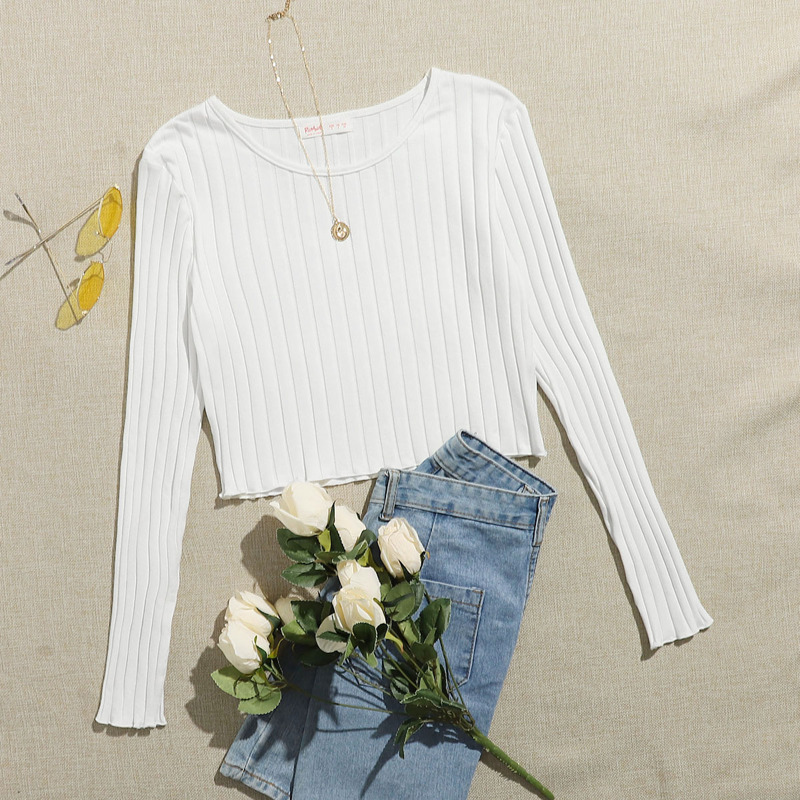 

Solid Ribbed Crop Top, White