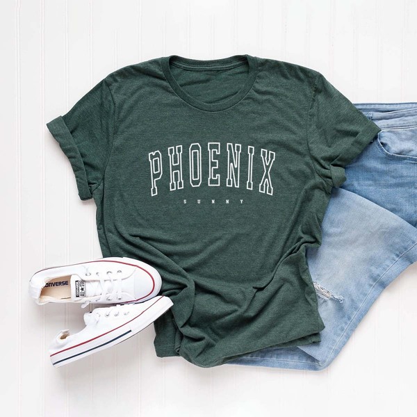 

Plus Letter Graphic Round Neck Tee, Dark green