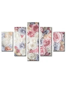 5pcs Flower Print Wall Painting Without Frame - Multicolor - View 2