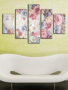 5pcs Flower Print Wall Painting Without Frame - Multicolor - View 4