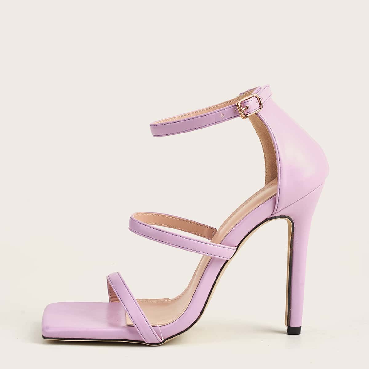 

Triple Strap Stiletto Heeled Sandals, Purple