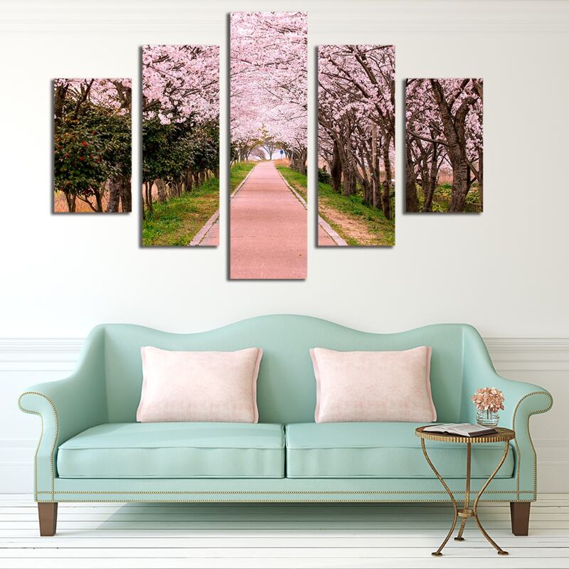 

5pcs Flower Print Wall Painting Without Frame, Multicolor