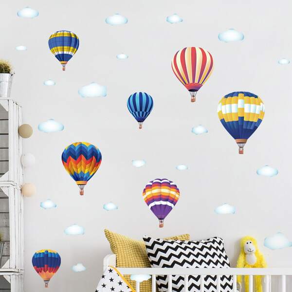 

Hot Air Balloon Print Wall Sticker, Multicolor