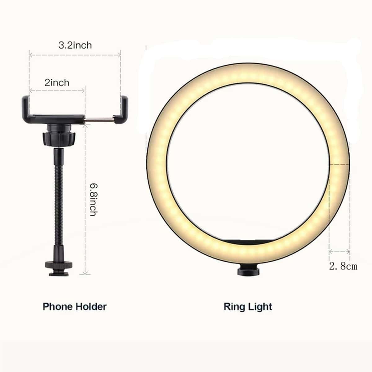 

Desktop Ring Light With Tripod Holder, Black
