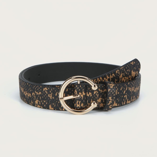 

Graphic Round Metal Buckle Belt, Multicolor