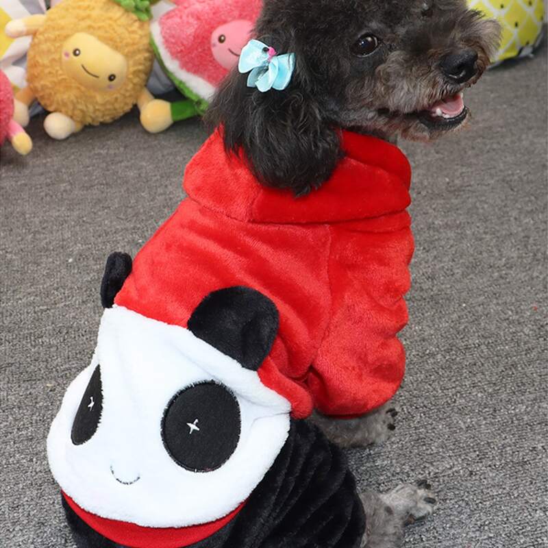

Panda Pattern Dog Jumpsuit, Red