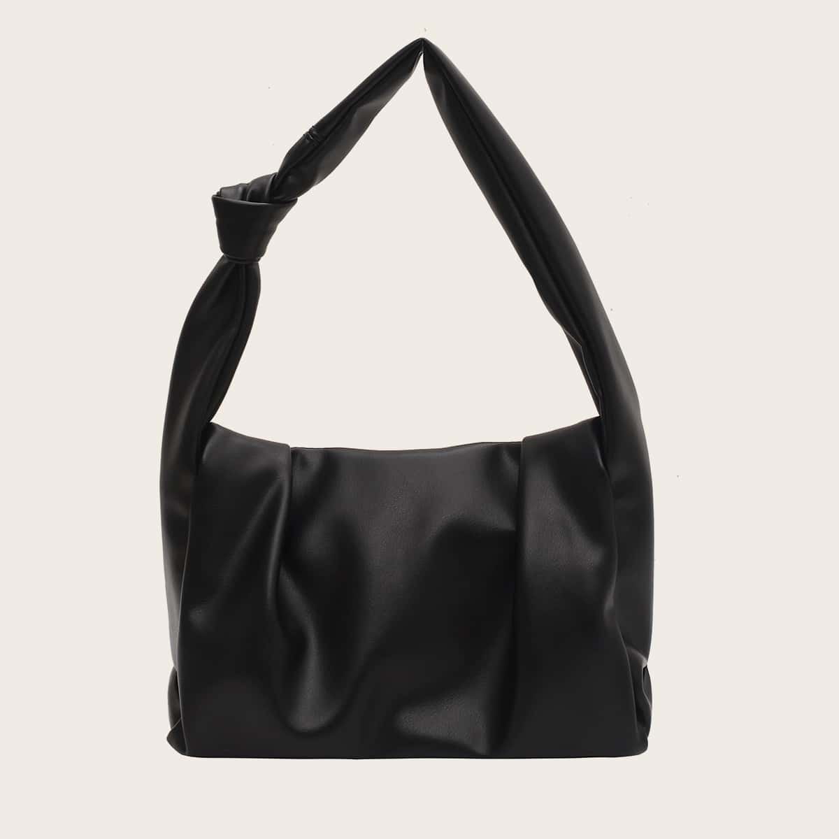 

Knot Decor Ruched Shoulder Bag, Black