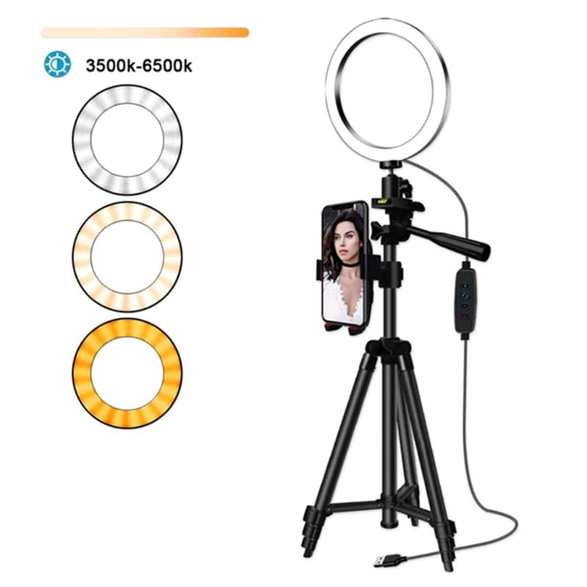 

Adjustable Ring Light With Tripod Stand, Black